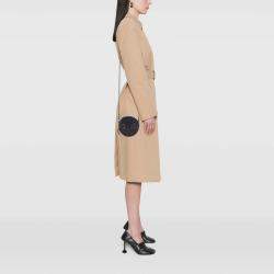 Pre Owned Chanel Black Caviar CC Filigree Round Clutch with Chain