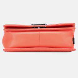Pre Owned Chanel Pink Small Tweed and Lambskin Boy Flap