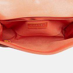 Pre Owned Chanel Pink Small Tweed and Lambskin Boy Flap