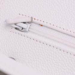 Pre Owned Chanel White Jumbo Classic Caviar Double Flap