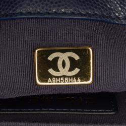 Pre Owned Chanel Navy Blue Mini Caviar Twist Your Buttons Flap