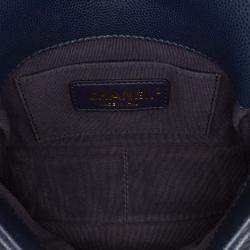 Pre Owned Chanel Navy Blue Mini Caviar Twist Your Buttons Flap