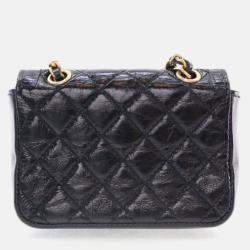 Pre Owned Chanel Mini Black Shiny Aged Calfskin Waist Bag