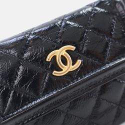 Pre Owned Chanel Mini Black Shiny Aged Calfskin Waist Bag