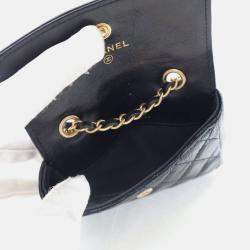 Pre Owned Chanel Mini Black Shiny Aged Calfskin Waist Bag