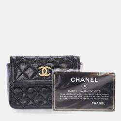 Pre Owned Chanel Mini Black Shiny Aged Calfskin Waist Bag