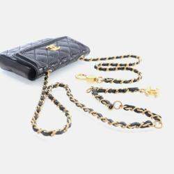 Pre Owned Chanel Mini Black Shiny Aged Calfskin Waist Bag