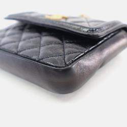 Pre Owned Chanel Mini Black Shiny Aged Calfskin Waist Bag