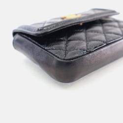 Pre Owned Chanel Mini Black Shiny Aged Calfskin Waist Bag