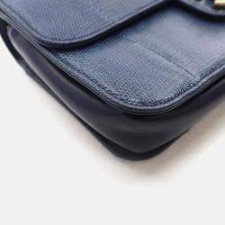 Pre Owned Chanel Perfect Edge Flap Bag Medium Blue Lizard Shoulder Bag