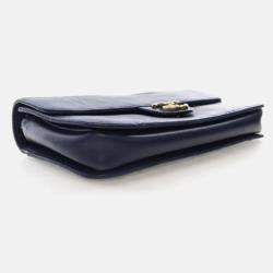 Pre Owned Chanel Perfect Edge Flap Bag Medium Blue Lizard Shoulder Bag