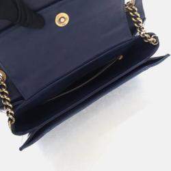 Pre Owned Chanel Perfect Edge Flap Bag Medium Blue Lizard Shoulder Bag