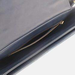 Pre Owned Chanel Perfect Edge Flap Bag Medium Blue Lizard Shoulder Bag
