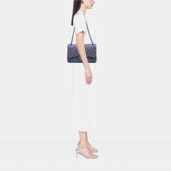 Pre Owned Chanel Grey Jumbo Classic Lambskin Double Flap