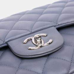 Pre Owned Chanel Grey Jumbo Classic Lambskin Double Flap
