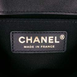 Pre Owned Chanel Black White Mini Quilted Velvet Place Vendome Single Flap