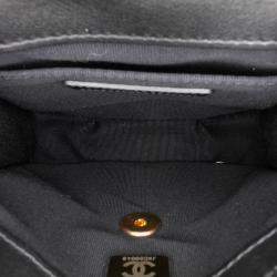 Pre Owned Chanel Black White Mini Quilted Velvet Place Vendome Single Flap