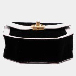 Pre Owned Chanel Black White Mini Quilted Velvet Place Vendome Single Flap