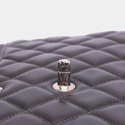 Pre Owned Chanel Grey Jumbo Classic Lambskin Double Flap Bag