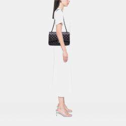 Pre Owned Chanel Grey Jumbo Classic Lambskin Double Flap Bag