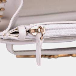 Pre Owned Chanel White Medium Quilted Calfskin Enchained Flap Bag