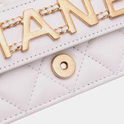 Pre Owned Chanel White Medium Quilted Calfskin Enchained Flap Bag