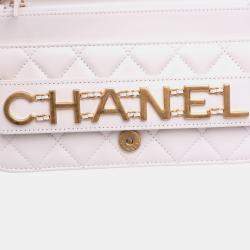 Pre Owned Chanel White Medium Quilted Calfskin Enchained Flap Bag