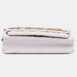 Pre Owned Chanel White Medium Quilted Calfskin Enchained Flap Bag