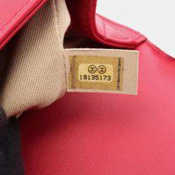 Pre Owned Chanel Red Old Medium Quilted Lambskin Boy Flap Bag