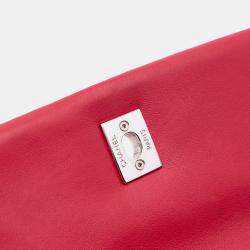 Pre Owned Chanel Red Medium Quilted Lambskin and Caviar Bi Coco Flap Bag