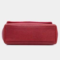 Pre Owned Chanel Red Medium Quilted Lambskin and Caviar Bi Coco Flap Bag