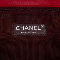 Pre Owned Chanel Red Medium Quilted Lambskin and Caviar Bi Coco Flap Bag