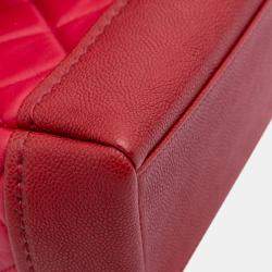 Pre Owned Chanel Red Medium Quilted Lambskin and Caviar Bi Coco Flap Bag