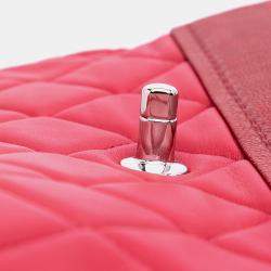 Pre Owned Chanel Red Medium Quilted Lambskin and Caviar Bi Coco Flap Bag