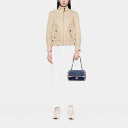 Pre Owned Chanel Blue Quilted Denim Classic Single Flap Bag