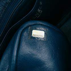 Pre Owned Chanel Blue Quilted Denim Classic Single Flap Bag