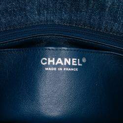 Pre Owned Chanel Blue Quilted Denim Classic Single Flap Bag