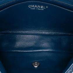 Pre Owned Chanel Blue Quilted Denim Classic Single Flap Bag