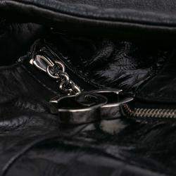 Pre Owned Chanel Black Lambskin Patent Brooklyn Patchwork Hobo Bag