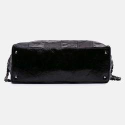 Pre Owned Chanel Black Lambskin Patent Brooklyn Patchwork Hobo Bag