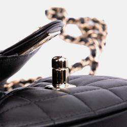 Pre Owned Chanel Black Mini Lambskin CC in Love Heart Crossbody Bag