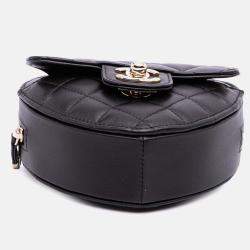 Pre Owned Chanel Black Mini Lambskin CC in Love Heart Crossbody Bag