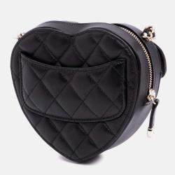 Pre Owned Chanel Black Mini Lambskin CC in Love Heart Crossbody Bag