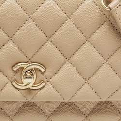 مملوكة مسبقًا حقيبة شانيل يد علوية كوكو صغيرة جلد كافيار مبطنة بنية