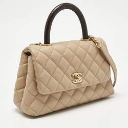 مملوكة مسبقًا حقيبة شانيل يد علوية كوكو صغيرة جلد كافيار مبطنة بنية