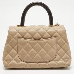 مملوكة مسبقًا حقيبة شانيل يد علوية كوكو صغيرة جلد كافيار مبطنة بنية