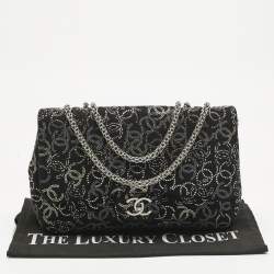 Pre Owned Chanel Black/Silver Tweed CC Paris Shanghai Pudong Flap Bag