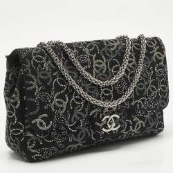 Pre Owned Chanel Black/Silver Tweed CC Paris Shanghai Pudong Flap Bag