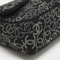 Pre Owned Chanel Black/Silver Tweed CC Paris Shanghai Pudong Flap Bag