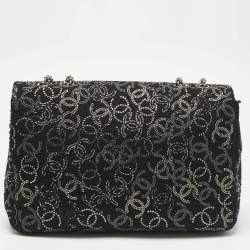 Pre Owned Chanel Black/Silver Tweed CC Paris Shanghai Pudong Flap Bag